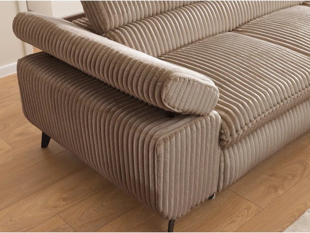 Кафяв ъглов диван от рипсено кадифе (десен ъгъл L форма) Marbeya – Ropez