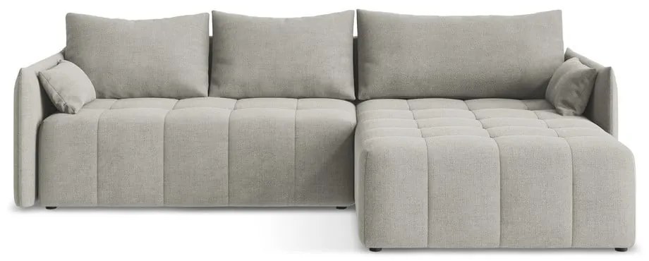 Светлосив разтегателен ъглов диван с място за съхранение (десен ъгъл) Moku – Makamii