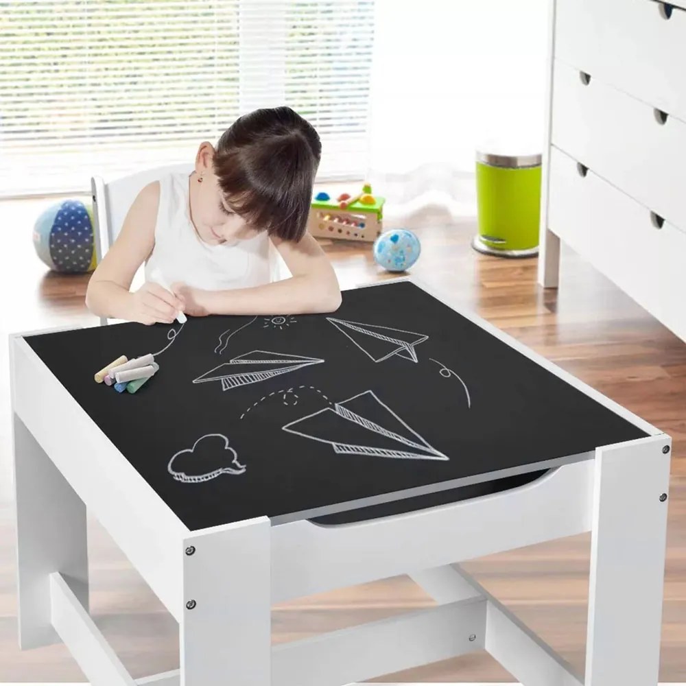 GINGER HOME К-кт дървена маса с 2 столчета 2в1 WHITE/GREY