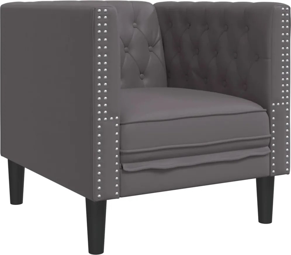 372655 vidaXL Честърфийлд диван стол сив kunstnahast