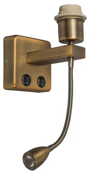 Стенна лампа бронз с LED с лампа за четене - Brescia Combi