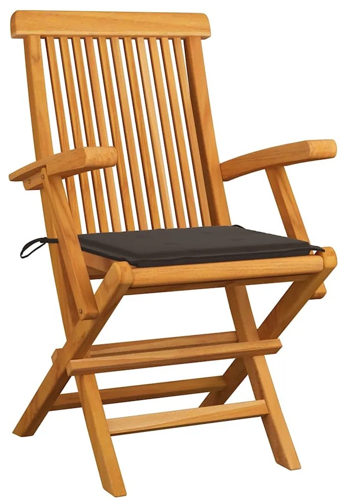 3072897 vidaXL Градински столове с възглавници таупе 8 бр тиково дърво масив