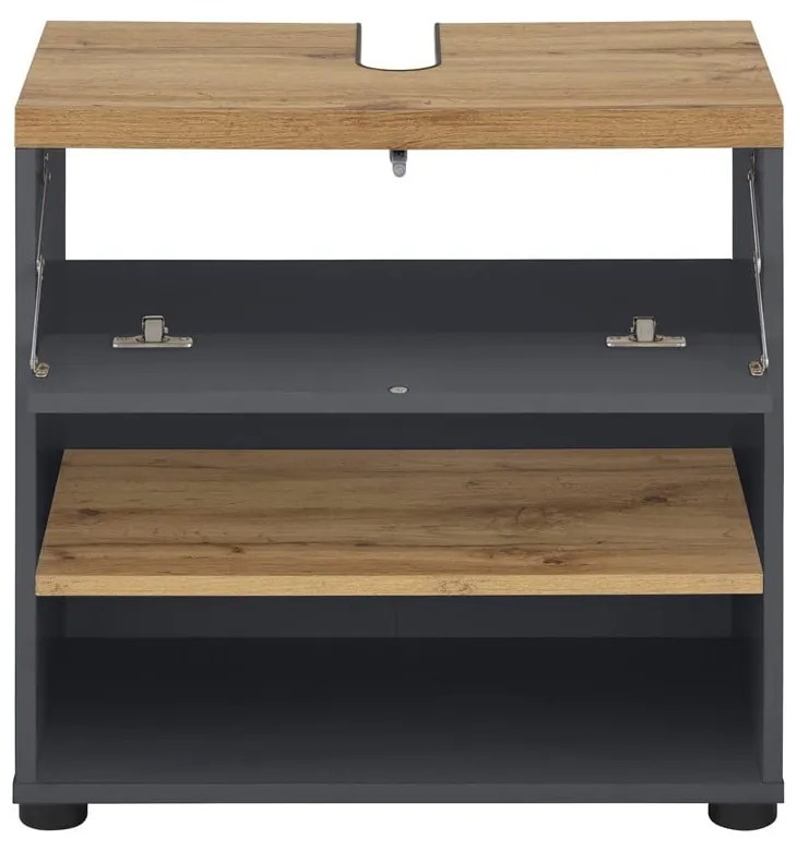 Антрацитен шкаф за мивка от декор от дъб 60x57 cm Thessa – Støraa