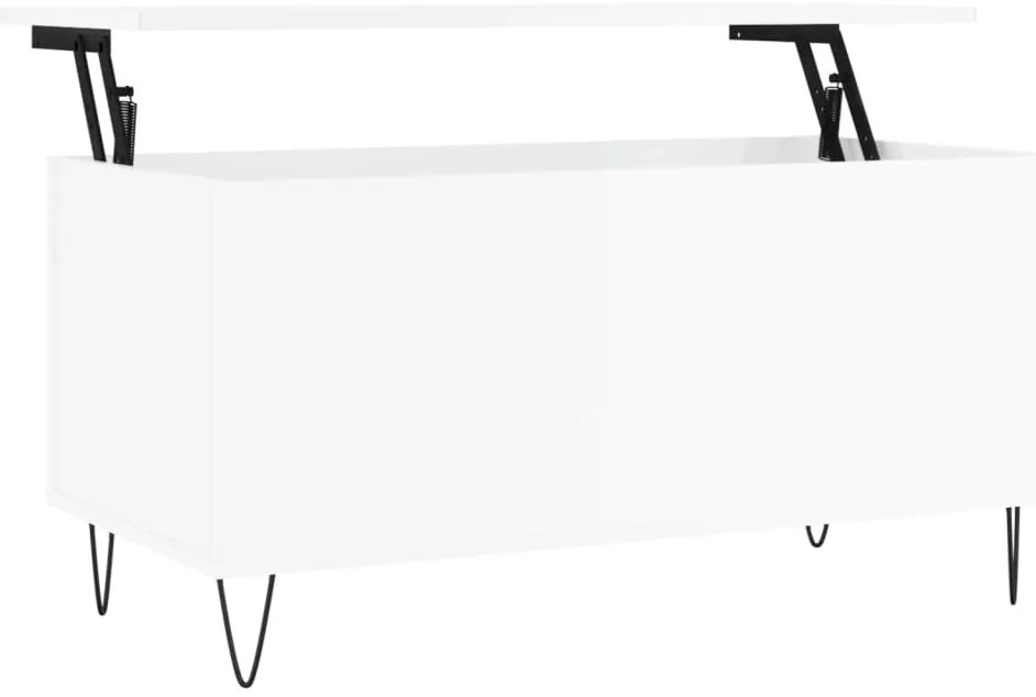 830974 vidaXL Кафе маса, бял гланц, 90x44,5x45 см, инженерно дърво
