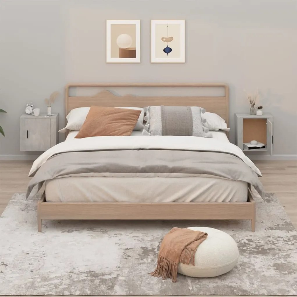 Sonata H Нощни шкафчета за стенен монтаж 2 бр бетонно сиви 50x30x47 см