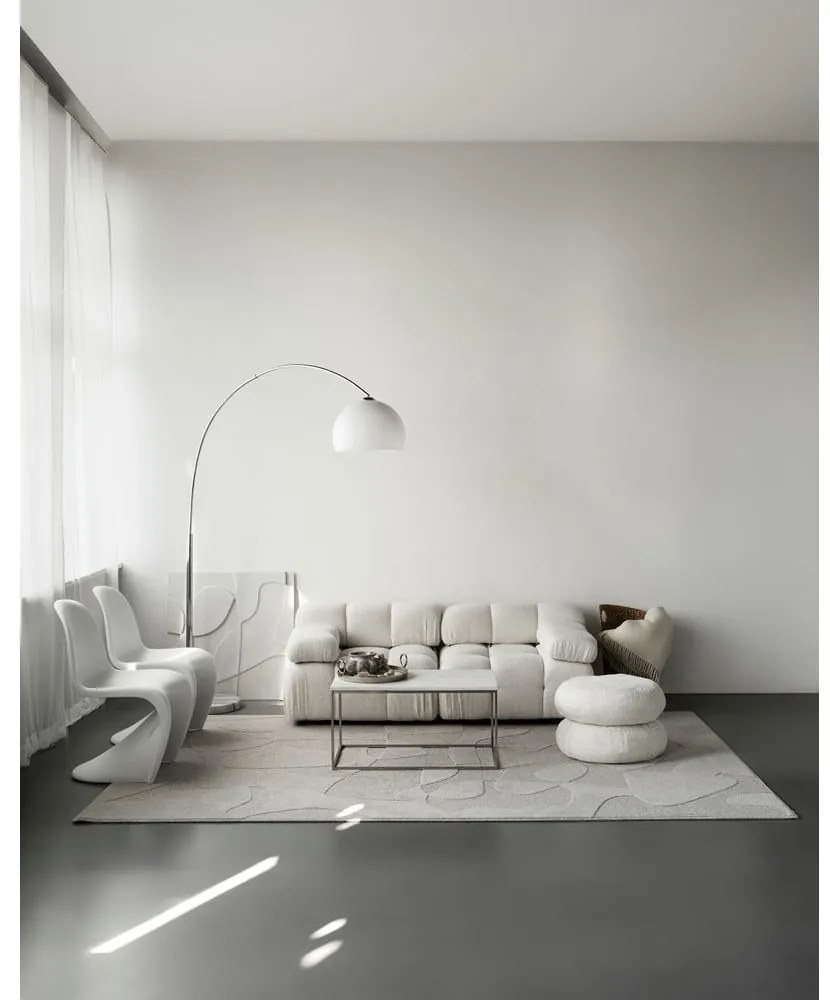 Светлосив вълнен килим 133x190 cm Morphic Botanica – Agnella