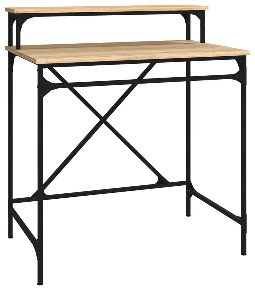 826705 vidaXL Бюро, дъб сонома, 80x50x90 см, инженерно дърво и желязо