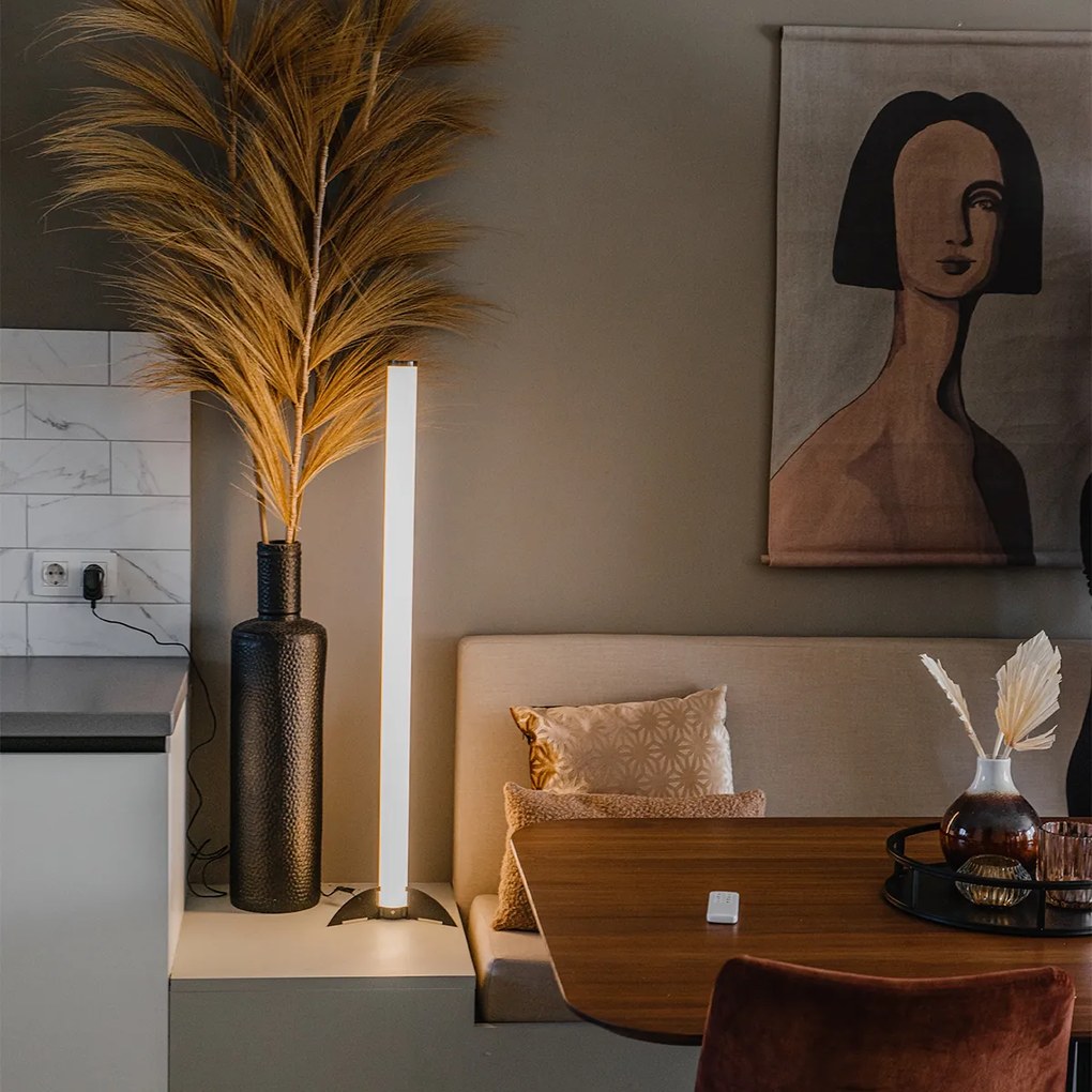 Подова лампа черна димируема в Келвин с дистанционно управление - Bomba