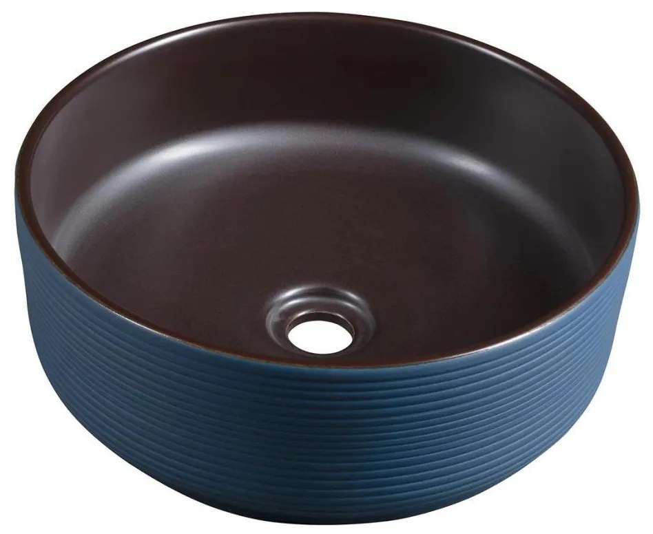 Sapho - Мивка за плот PRIORI Ø 41 cm кафява/синя