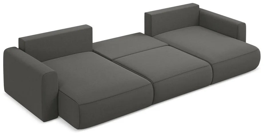 Тъмносив кадифен разтегателен ъглов диван с място за съхранение (U форма) Kapua – Makamii