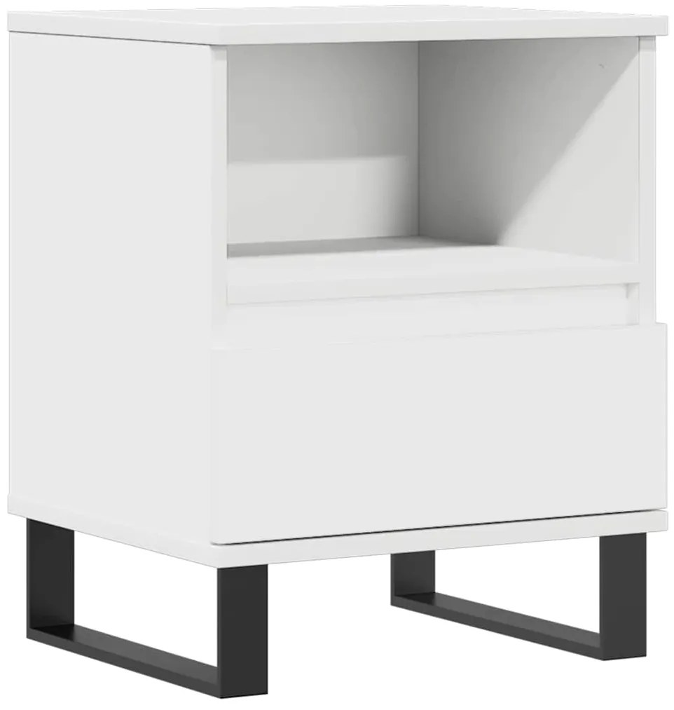 830636 vidaXL Нощно шкафче, бяло, 40x35x50 см, инженерно дърво