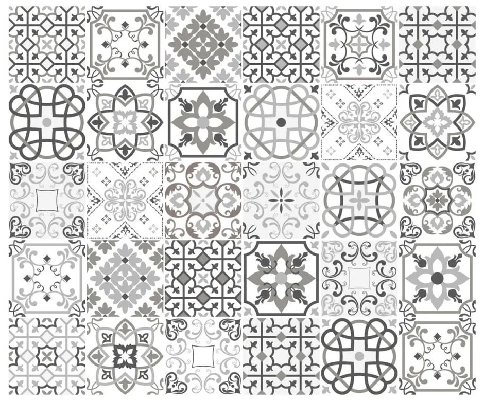 Комплект от 30 стикера за стена Циментови плочки нюанс на сивото , 10 x 10 cm Bari - Ambiance