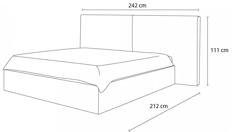 Светлосиво тапицирано двойно легло с място за съхранение с решетка 160x200 cm Blandine - Bobochic Paris