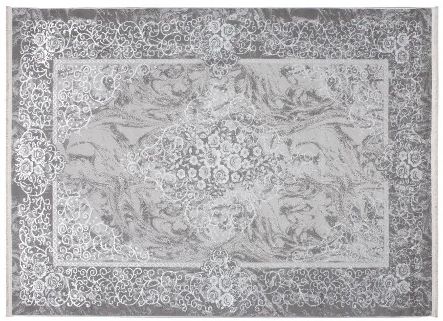 Интериорен килим с модерен дизайн в бяло и сиво с шарка Ширина: 120 см | Дължина: 170 см