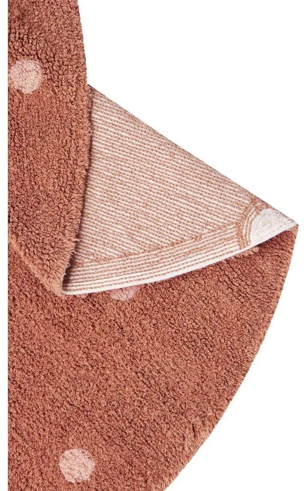 Памучен ръчно изработен детски килим подходящ за пране в тухлен цвят ø140 cm Round Dot Chestnut – Lorena Canals