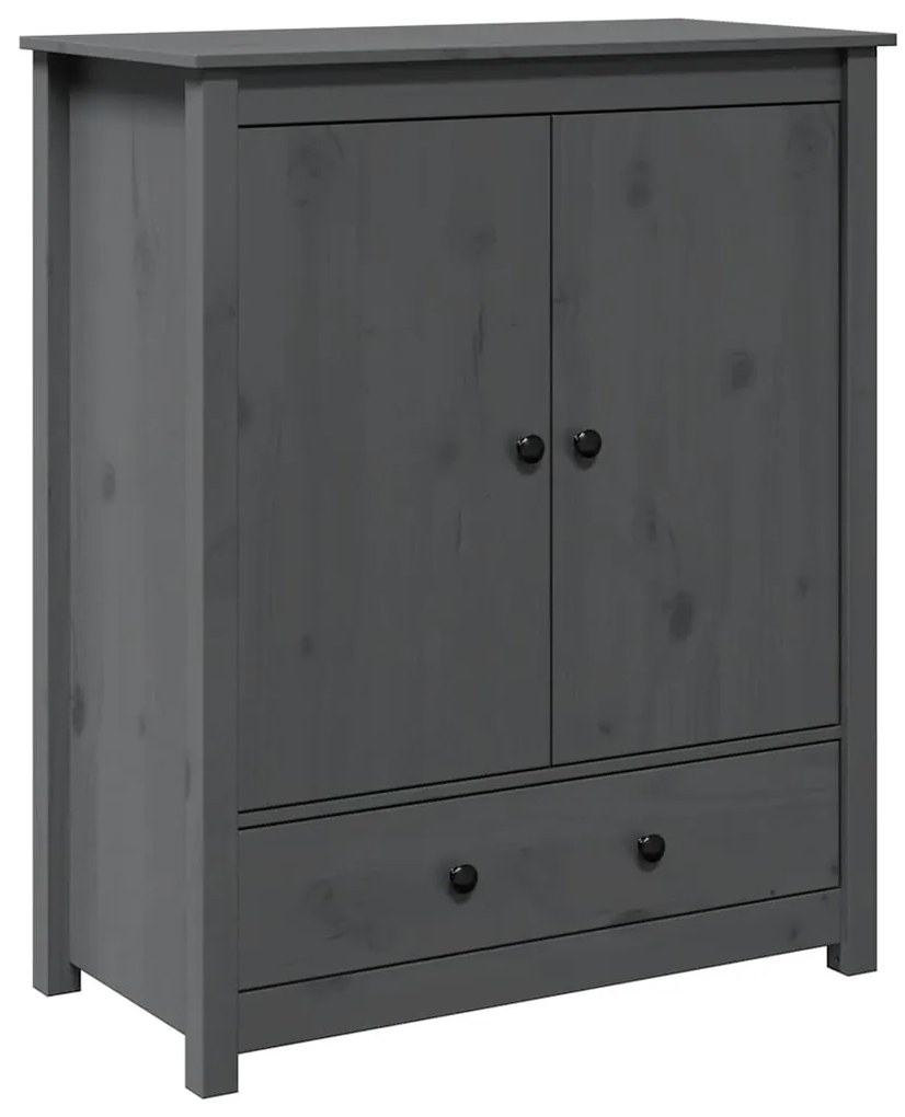 823516 vidaXL Висок шкаф, сив, 83x41,5x100 см, бор масив