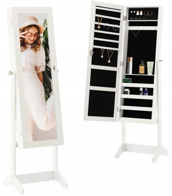 Шкаф за бижута с огледало 41,5 x 36,5 x 147 cm