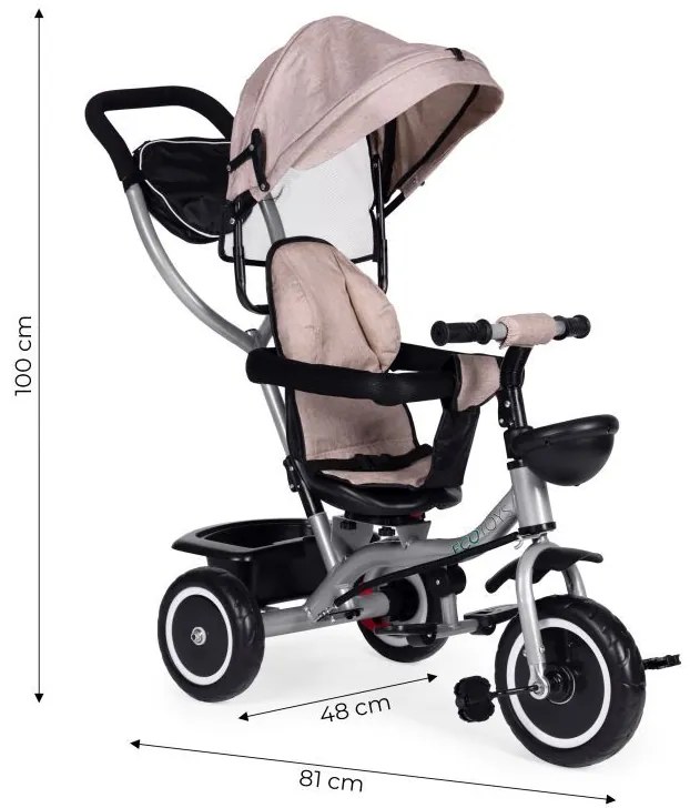 Детска триколка 2 в 1 Сив