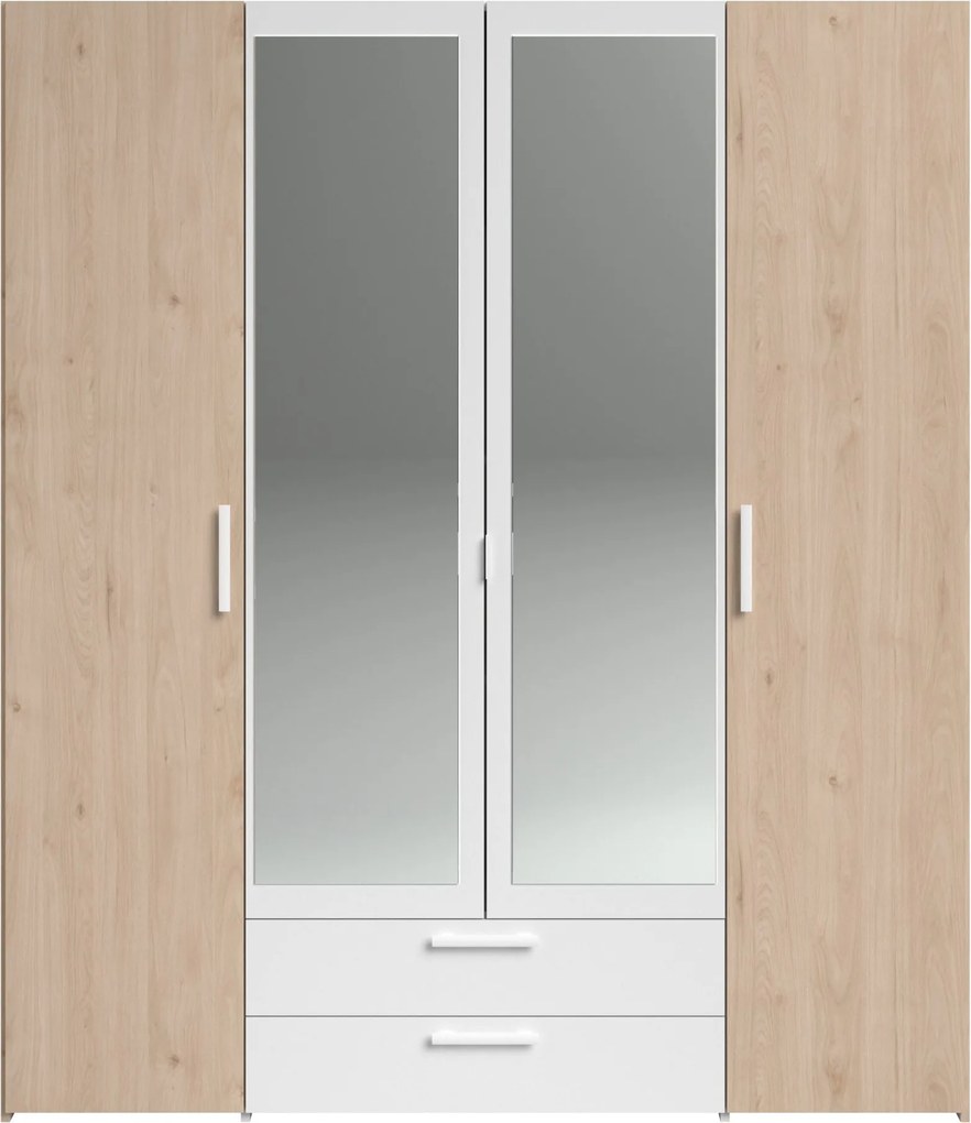 Гардероб Dorm 4-door с огледало-Сонома - бял