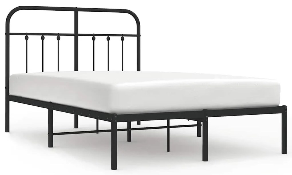 352575 vidaXL Метална рамка за легло с горна табла, черна, 120x190 см