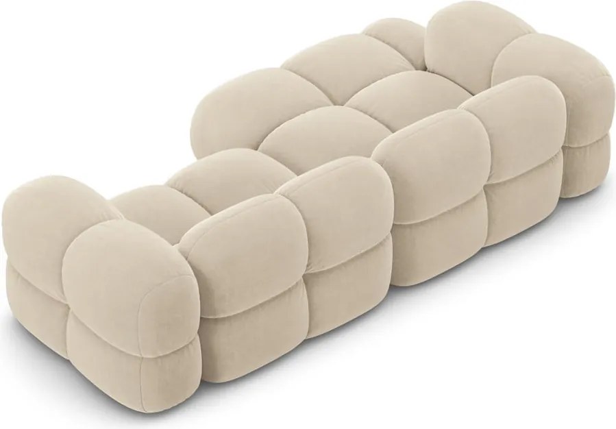 Бежов кадифен ъглов диван (ляв ъгъл) Loretto – Cosmopolitan Design