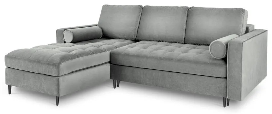 Светлосиво кадифено ъглово канапе, ляв ъгъл Santo - Milo Casa