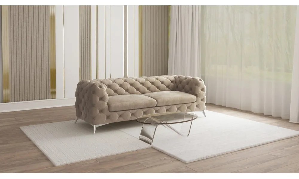 Сиво-бежов кадифен диван 225 cm Chelsea – Ropez