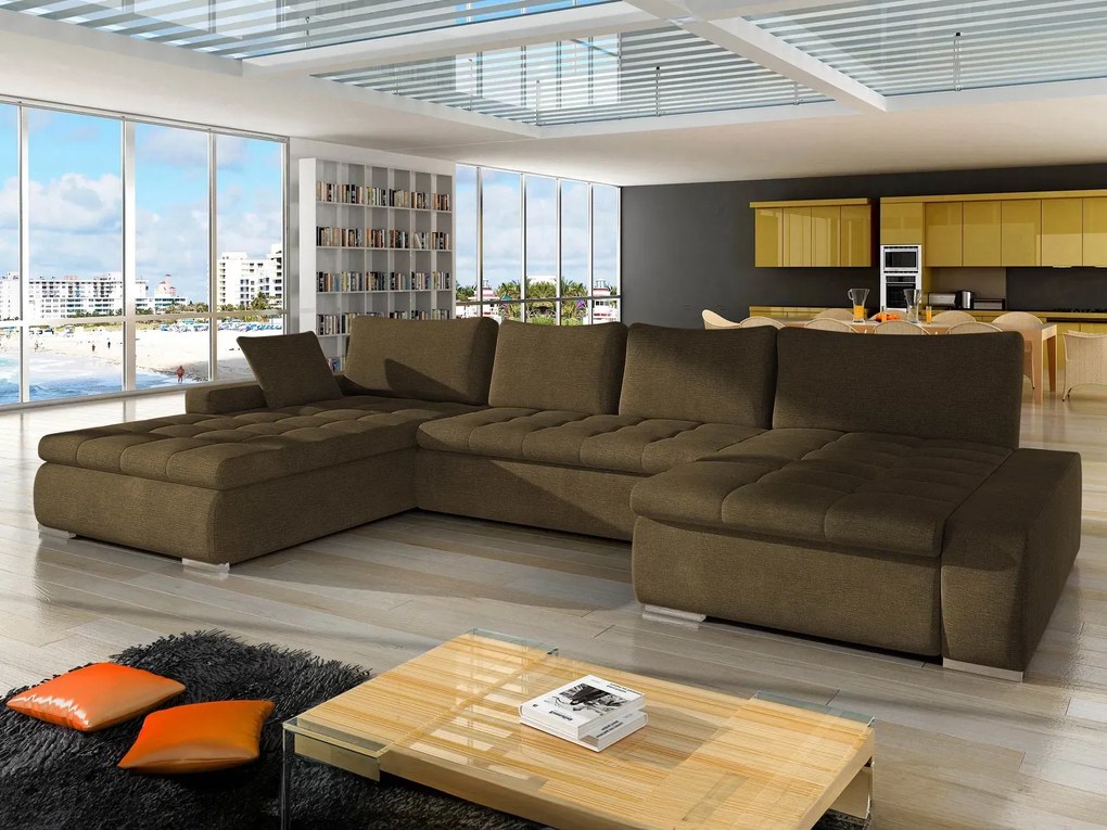 Ъглов диван Caro-кафяв