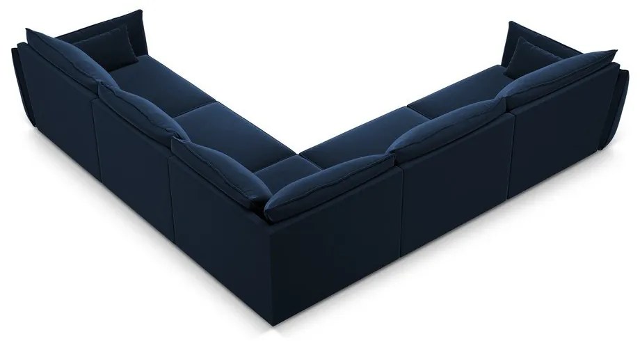 Тъмносин кадифен ъглов диван Vanda – Mazzini Sofas