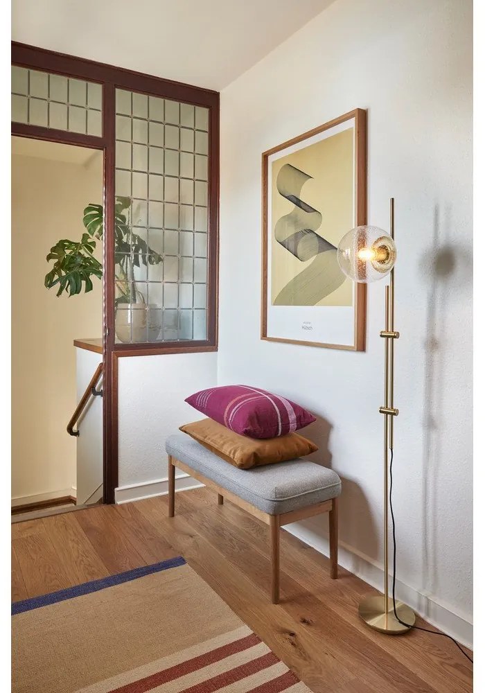 Подова лампа в месингов цвят със стъклен абажур (височина 147 cm) Bubble – Hübsch