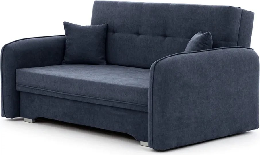 Тъмносин шенилов разтегателен диван с място за съхранение 155 cm Laine – ELTAP