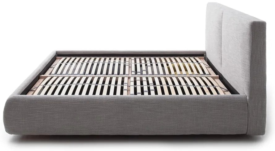 Сиво двойно легло 180x200 cm тапицирано с място за съхранение с включена подматрачна рамка Atesio – Meise Möbel