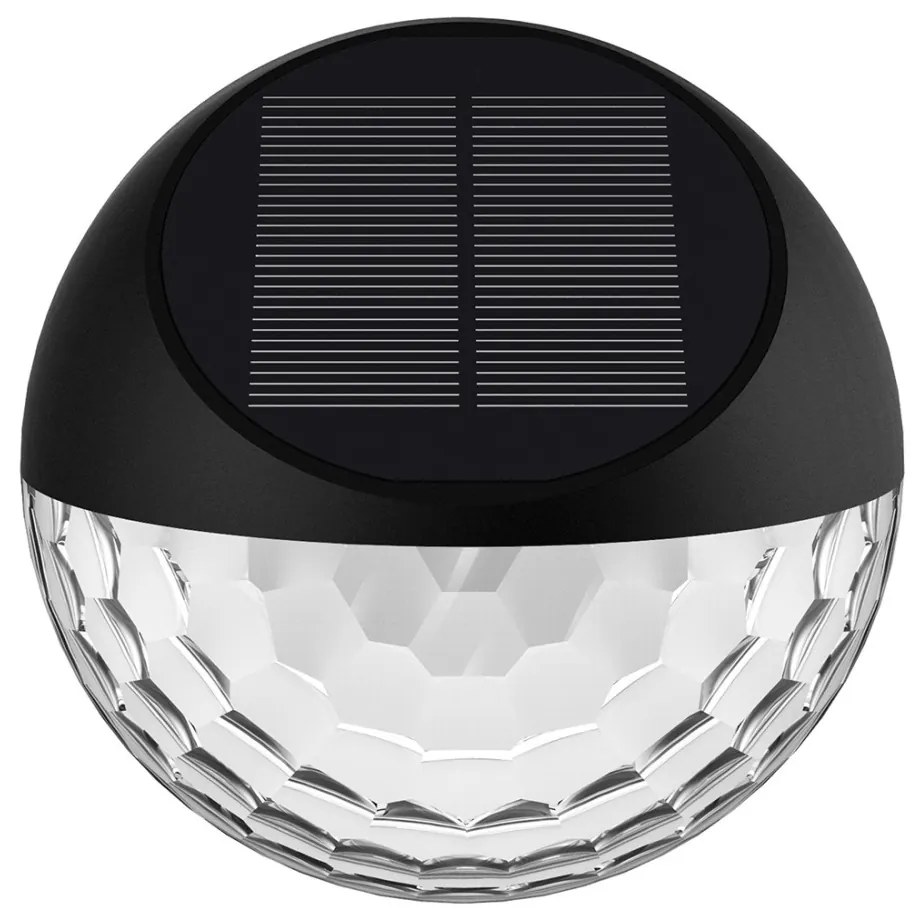 Aigostar - LED RGB соларен стенен лампион LED/2W/1,2V черен IP44