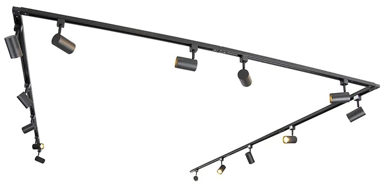 Модерна 1-фазна релсова система с 14 прожектори черна - Jeana