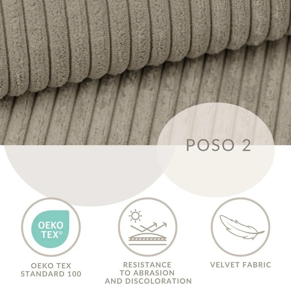 Бежов сгъваем/с място за съхранение ъглов диван от рипсено кадифе (ляв ъгъл/L форма) Tonga – Maison de Rêve