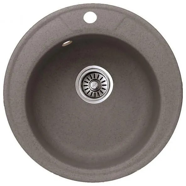 Кухненска мивка ICGS 8301 GRAY, гранит, едно корито, със сифон, 49х20см
