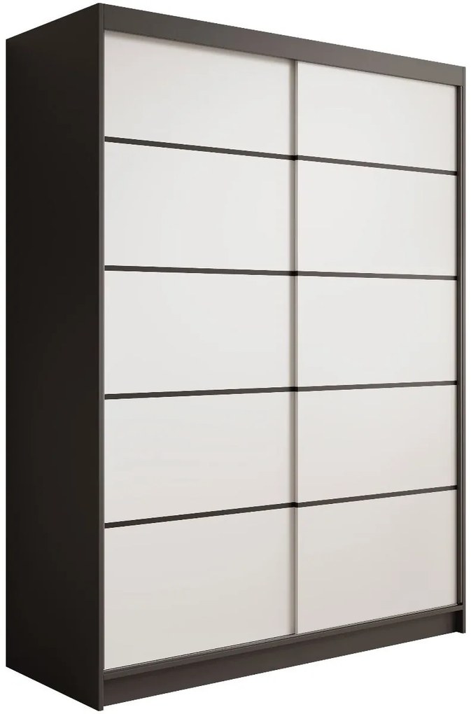 Гардероб Naldo 150 с плъзгащи врати - Черно-Бял