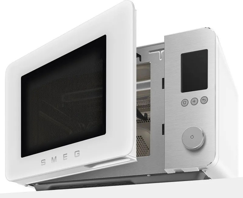 Комбинирана микровълнова фурна с горещ въздух SMEG Collezione MOC02WHMEU, 900W, 27 л, 25 програми, Плавно затваряне, Индивидуални настройки, Бял мат