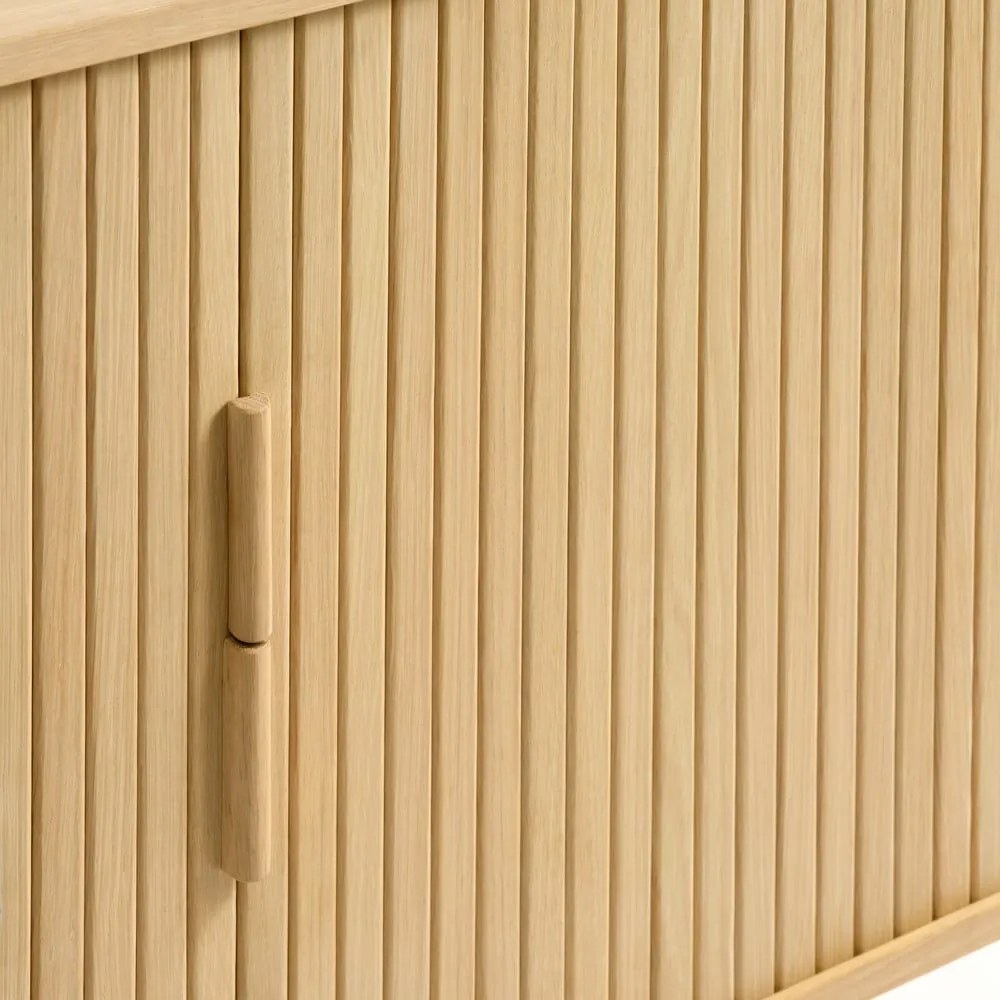 Нисък скрин с дъбов декор и плъзгащи се врати в естествен цвят 76x160 cm Cavo - Unique Furniture