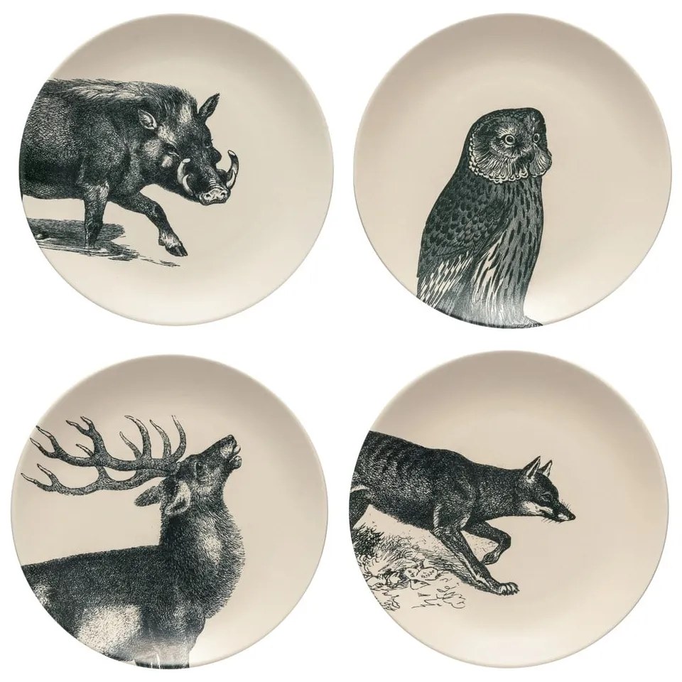 Бежово-черни керамични десертни чинии в комплект от 4 части ø 22 cm Elements - Costa Nova