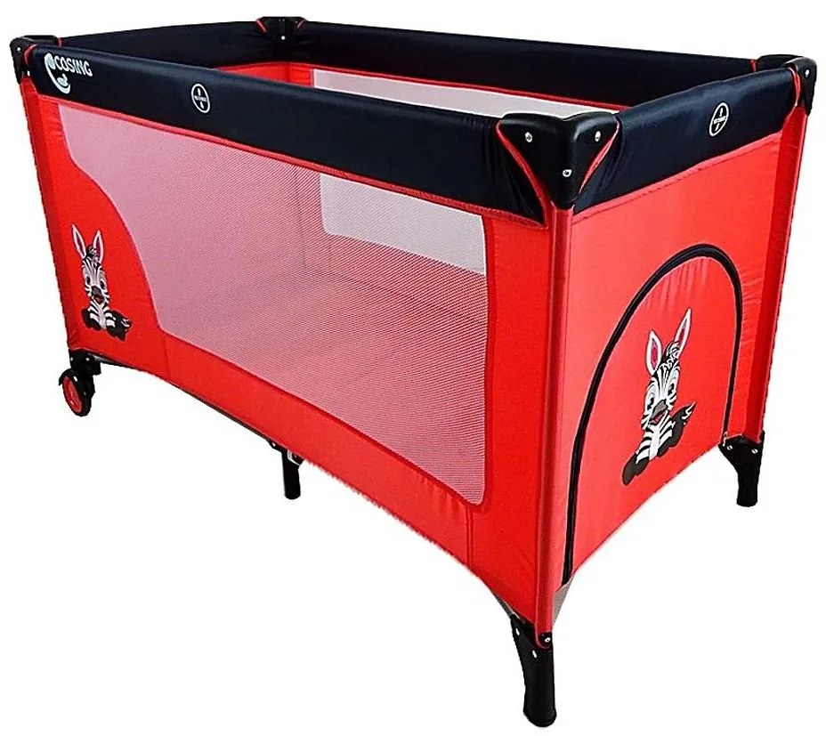COSING - Детска пътна сгъваема кошара ADAM Zebra Red