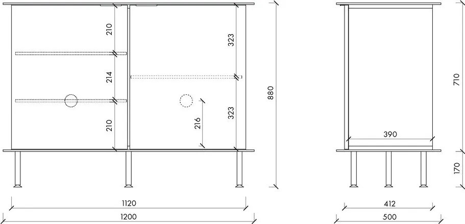 Тъмносин скрин с отвор за кабели 120x88x50 cm Suumo – noo.ma