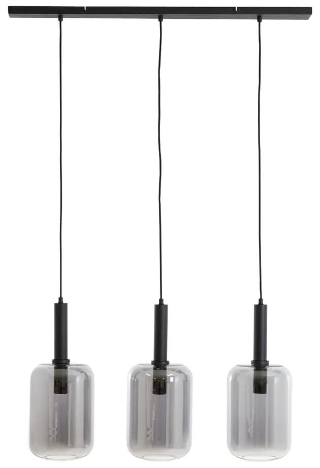 Черна лампа за таван със стъклен абажур 100x22 cm Lekar - Light &amp; Living
