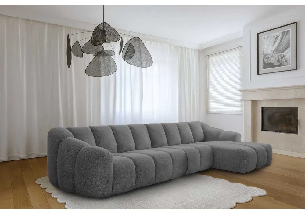Сив ъглов диван (десен ъгъл) Shell – Miuform