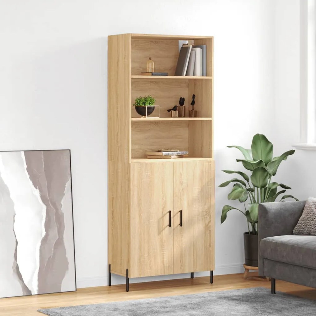 3189264 vidaXL Висок шкаф, дъб сонома, 69,5x34x180 см, инженерно дърво