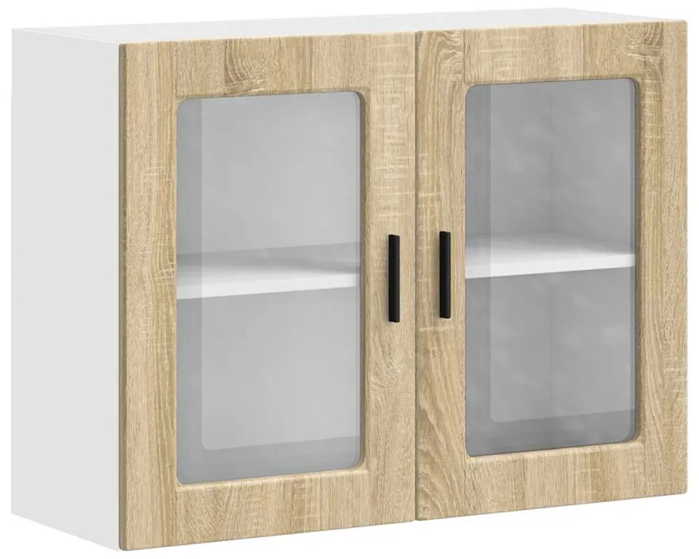 854090 vidaXL Кухненски стенен шкаф със стъклена врата Porto дъб сонома