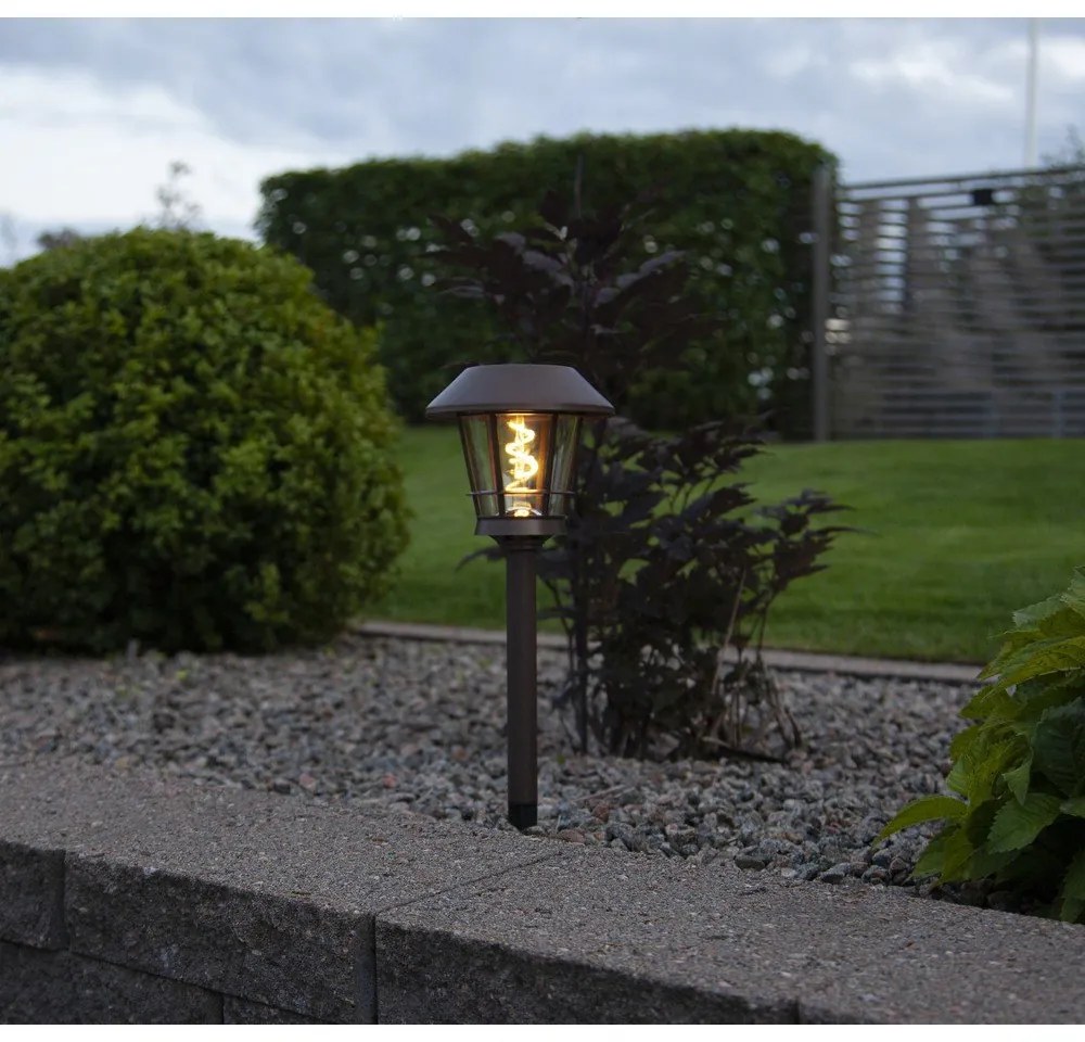 Кафяво външно соларно LED осветително тяло, височина 35 cm Fergus - Star Trading