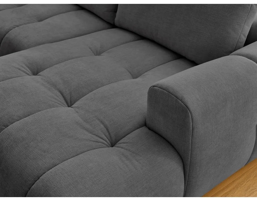 Тъмносив сгъваем/с място за съхранение ъглов диван (ляв ъгъл/U форма) Fuji – Bobochic Paris