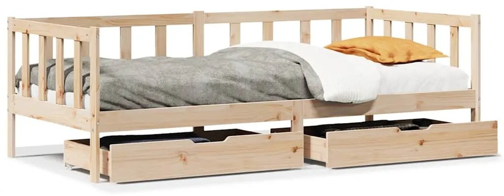 3302073 vidaXL Дневно легло с чекмеджета, без матрак, 90x190 см, масивно дърво