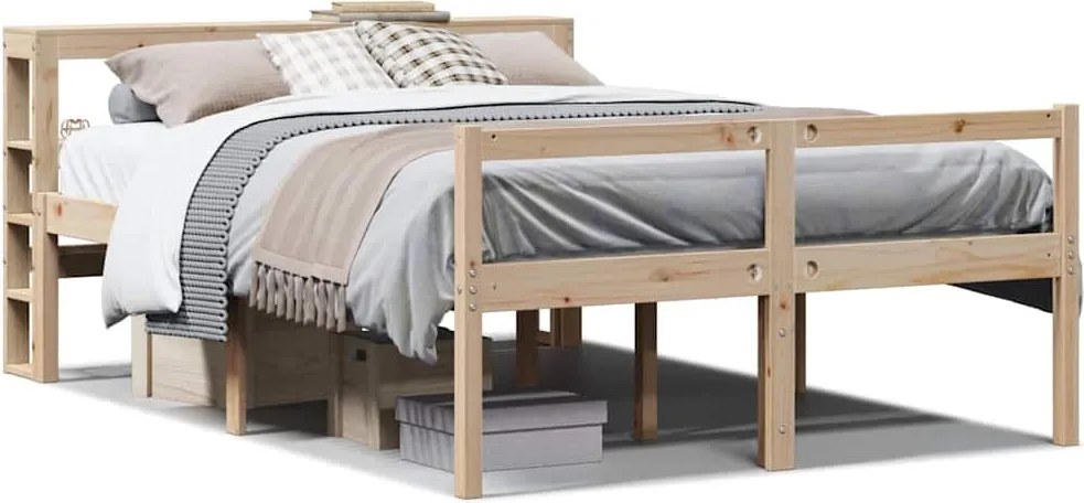 3305863 vidaXL Легло за възрастни с табла, 120x200 см, борово дърво масив